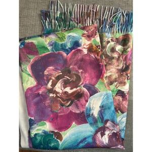 MagicScarf Oversized Floral‎ Print Scarf Shawl Wrap Fringe Acrylic Blend